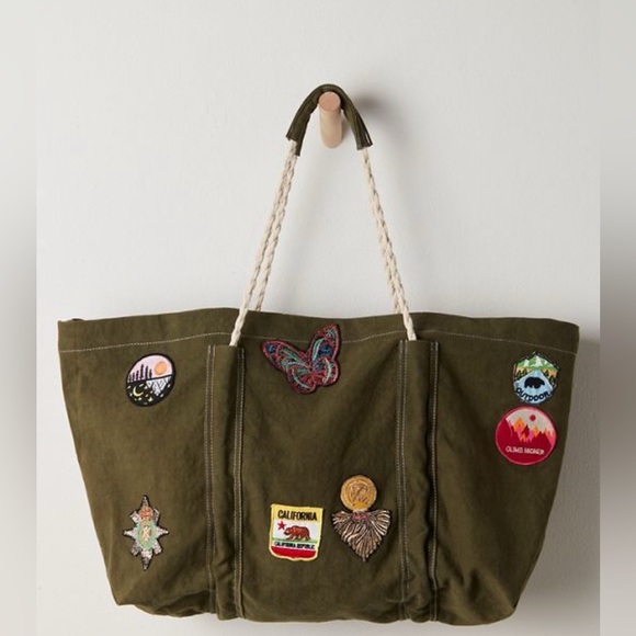 Free People Handbags - Free People Been There Badge Tote Bag in Sea Serpent NWT